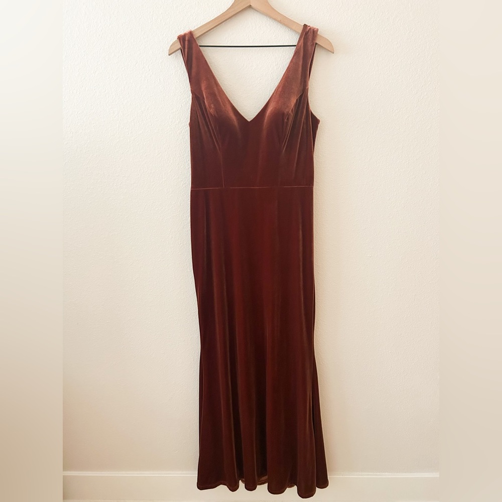 Revelry Dakota Velvet Terracotta Bridesmaid Dress